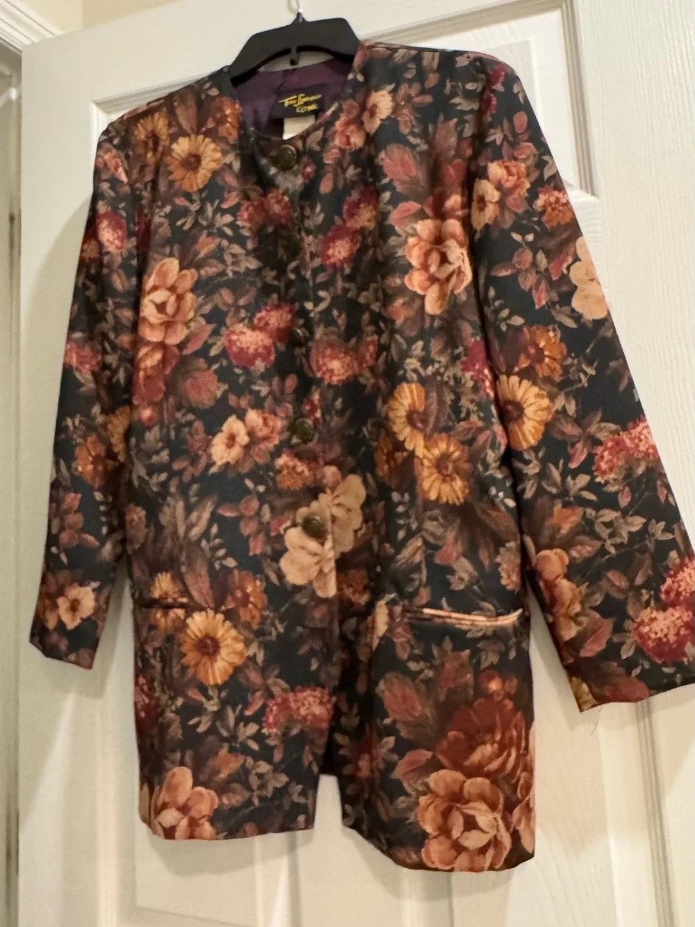 VTG Women’s Jacket & Skirt Set Floral Fall Colors Office Dinner SZ 14